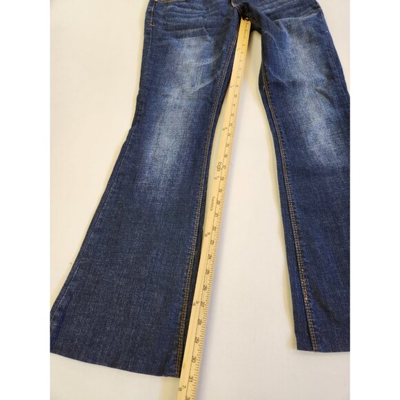 Maurices Women 0 Reg Low Rise Double Button Flare Leg Whiskered Fading Y2K - Picture 2 of 10